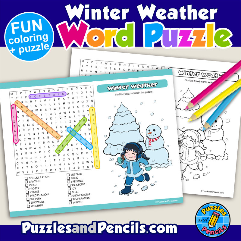 Winter Weather Word Search Puzzle Activity Page With Coloring Wordsearch Made By Teachers Winter Weather Word Search Puzzle Activity Page With Coloring Wordsearch Made By Teachers