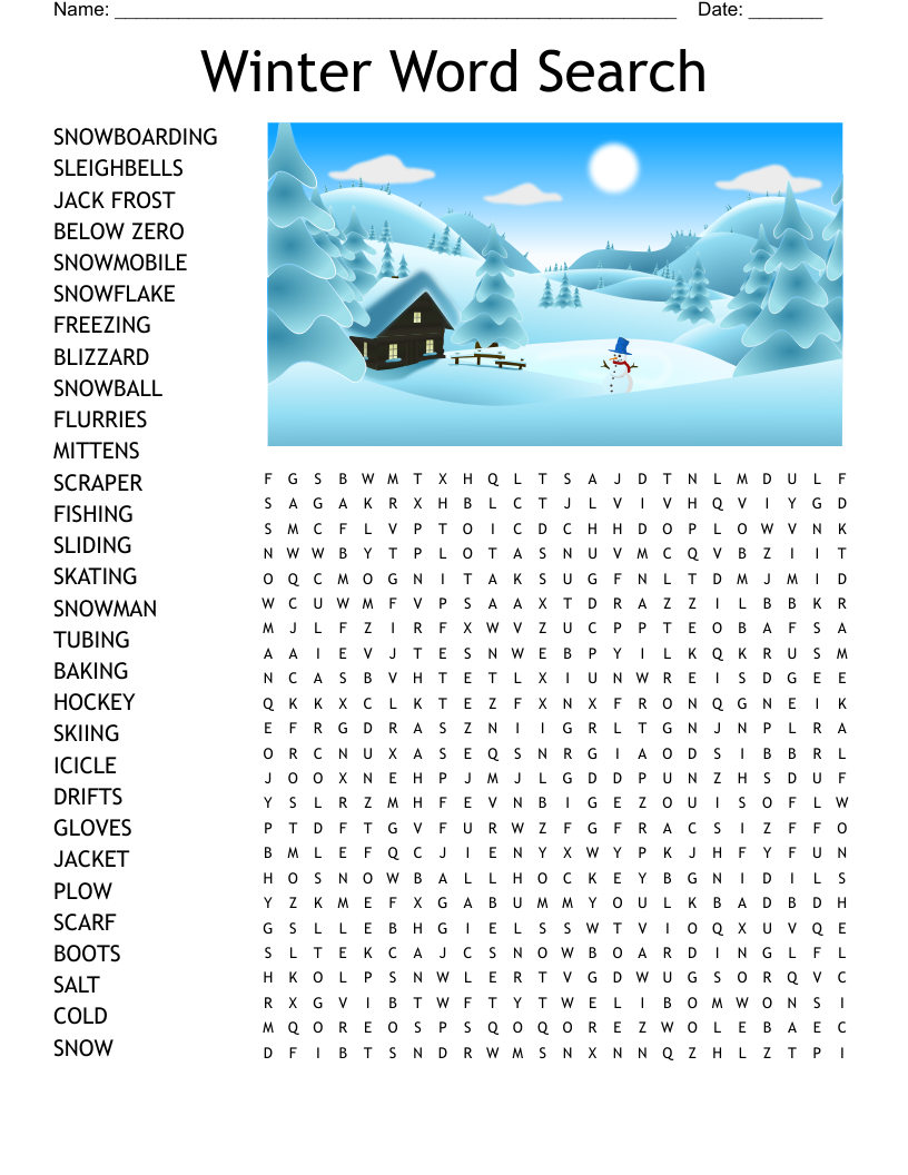 Easy Winter Crossword Puzzles Printable