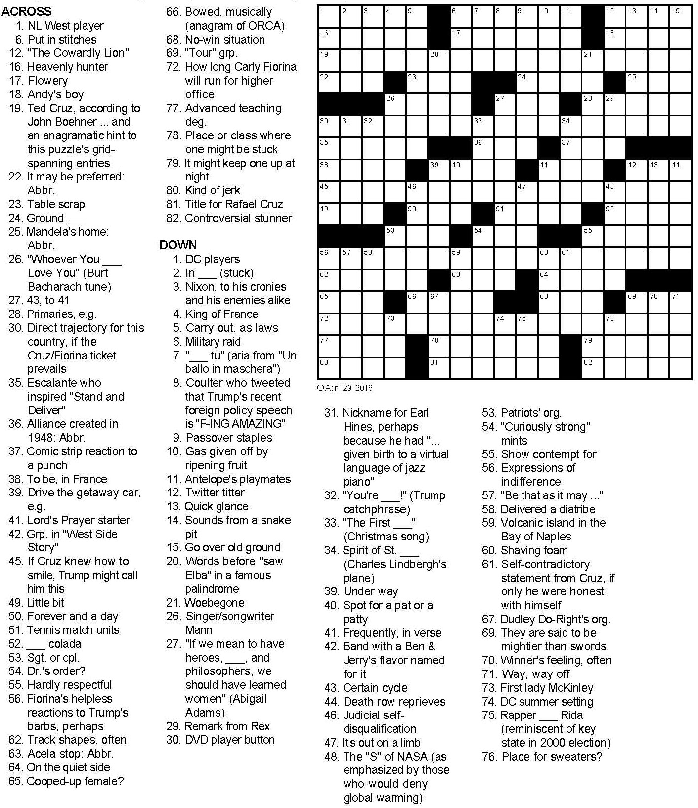 Zodiac Crossword Puzzle
