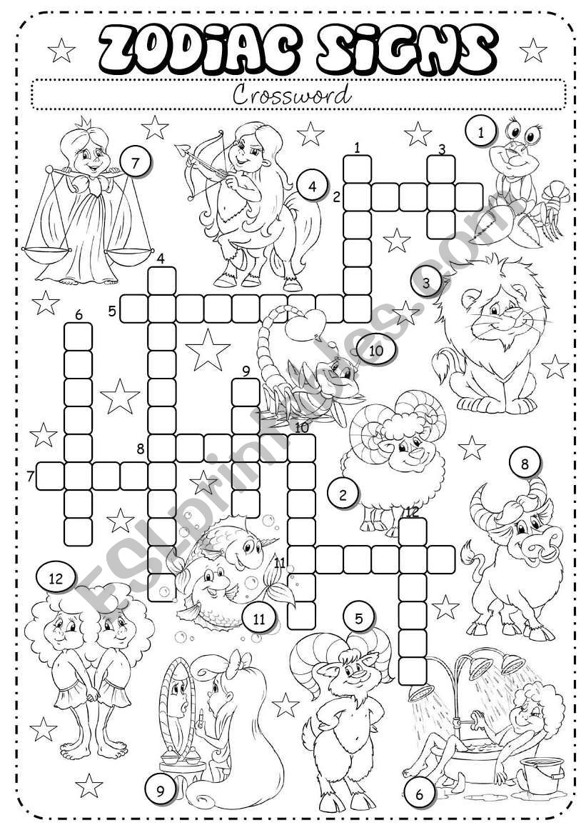Zodiac Signs 2 3 Crossword ESL Worksheet By Joannaturecka Zodiac Signs 2 3 Crossword ESL Worksheet By Joannaturecka