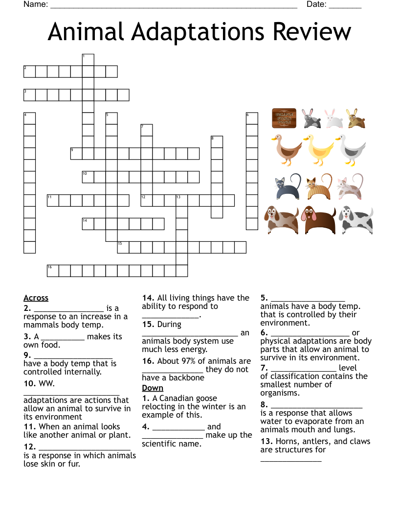 Zoo Animals Crossword WordMint Zoo Animals Crossword WordMint