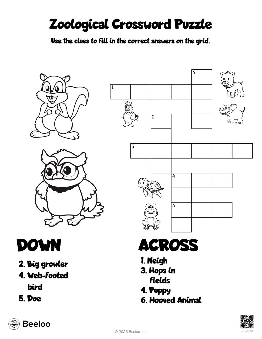 Zoological Crossword Puzzle Beeloo Printable Crafts And Activities For Kids Zoological Crossword Puzzle Beeloo Printable Crafts And Activities For Kids